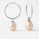 Pendientes - Perlas Cultivadas de Agua Dulce Pera 8-8.5 mm Rosa