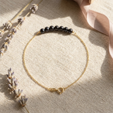 Pulsera- Perla cultivada de agua dulce - Diámetro 3-4 mm Negro Tahití - Oro amarillo