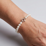 Pulsera- Perlas Cultivadas de Agua Dulce- Semi Redondas 8-9 mm Blanco Natural- Joyería Mujer- Plata 925 Milésimas