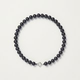 Pulsera- Perlas Cultivadas de Agua Dulce- Semi Redondas 5-6 mm Tahití Negras- Plata