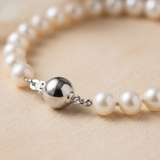 Pulsera- Perlas Cultivadas de Agua Dulce- Semi Redondas 5-6 mm Blancas- Joyería Mujer- Plata 925 Milésimas