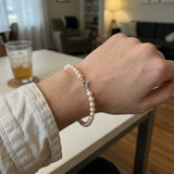 Pulsera de perlas cultivadas rosas | esmeralda