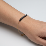 Pulsera- Perla cultivada de agua dulce - Diámetro 3-4 mm Negro Tahití - Oro amarillo