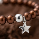 Pulsera de la Suerte - Perla de Agua Dulce - Redonda 5-6 mm Chocolate