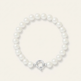 Pulsera- Perlas Cultivadas de Agua Dulce- Semi Redondas 8-9 mm Blanco Natural- Joyería Mujer- Plata 925 Milésimas