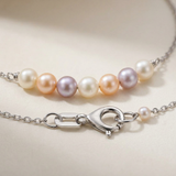 Pulsera- Perla Cultivada de Agua Dulce - Diámetro 3-4 mm Multicolor- Oro Blanco