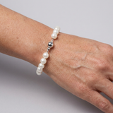Pulsera- Perlas Cultivadas de Agua Dulce- Semi Redondas 8-9 mm Blanco Natural- Joyería Mujer- Plata 925 Milésimas