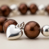 Pulsera de la Suerte - Perla de Agua Dulce - Redonda 5-6 mm Chocolate