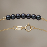 Pulsera- Perla cultivada de agua dulce - Diámetro 3-4 mm Negro Tahití - Oro amarillo