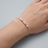 Pulsera- Perla Cultivada de Agua Dulce - Diámetro 3-4 mm Multicolor- Oro Blanco