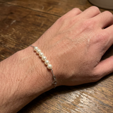 Pulsera- Perla cultivada de agua dulce - Diámetro 3-4 mm Blanco-Oro blanco