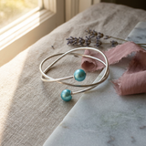 Pulsera - Perlas Cultivadas de Agua Dulce Diámetro 9-10 mm Azul Turquesa - Plata de Ley 925