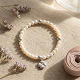 Pulsera de la Suerte - Perla de Agua Dulce - Redonda 5-6 mm Blanca