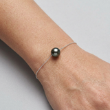 Pulsera- Perla Cultivada de Agua Dulce- Diámetro 8-9 mm Negro Tahití- Plata 925 Milésimas