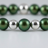 Pulsera de la Suerte - Perla de Agua Dulce - Redonda 5-6 mm Verde Intenso