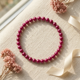 Pulsera de la Suerte - Perla de Agua Dulce - Redonda 5-6 mm Rojo Cereza