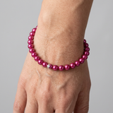 Pulsera de la Suerte - Perla de Agua Dulce - Redonda 5-6 mm Rojo Cereza