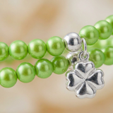 Pulsera de la Suerte - Perla de Agua Dulce - Redonda 5-6 mm Verde Tónico