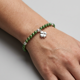 Pulsera de la Suerte - Perla de Agua Dulce - Redonda 5-6 mm Verde Intenso