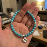 Pulsera de la Suerte- Perla de Agua Dulce- Redonda 5-6 mm Azul Turquesa