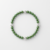 Pulsera de la Suerte - Perla de Agua Dulce - Redonda 5-6 mm Verde Intenso
