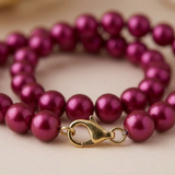 Pulsera de la Suerte - Perla de Agua Dulce - Redonda 5-6 mm Rojo Cereza