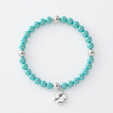 Pulsera de la Suerte- Perla de Agua Dulce- Redonda 5-6 mm Azul Turquesa