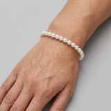Pulsera de la Suerte - Perla de Agua Dulce - Redonda 5-6 mm Blanca