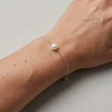 Pulsera- Perla Cultivada- Diámetro 8-9 mm Blanco- Plata