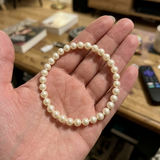 Pulsera de la Suerte - Perla de Agua Dulce - Redonda 5-6 mm Blanca