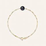 Pulsera- Perla Cultivada- Diámetro 8-9 mm Negro Tahití- Oro Amarillo