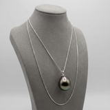 Excepcional: collar de plata y auténtica perla de Tahití de 8-9 mm