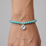 Pulsera de la Suerte- Perla de Agua Dulce- Redonda 5-6 mm Azul Turquesa