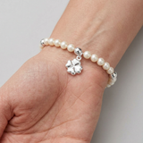 Pulsera de la Suerte - Perla de Agua Dulce - Redonda 5-6 mm Blanca