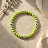 Pulsera de la Suerte - Perla de Agua Dulce - Redonda 5-6 mm Verde Tónico