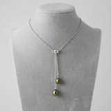 Collar Toi &amp; Moi 2 Perlas Cultivadas 7-8 mm Verde Intenso-Plata