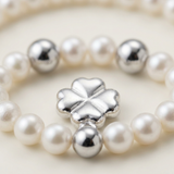 Pulsera de la Suerte - Perla de Agua Dulce - Redonda 5-6 mm Blanca