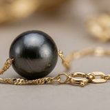 Pulsera- Perla Cultivada- Diámetro 8-9 mm Negro Tahití- Oro Amarillo