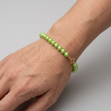 Pulsera de la Suerte - Perla de Agua Dulce - Redonda 5-6 mm Verde Tónico