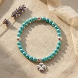 Pulsera de la Suerte- Perla de Agua Dulce- Redonda 5-6 mm Azul Turquesa