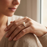 Anillo- Perlas Cultivadas - Redondas 8-9 mm Blanco- Oro Blanco- Diamantes