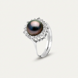 Anillo - Perlas de Tahití - Redondas Diámetro 8-9 mm - Plata