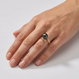 Anillo- Perlas Cultivadas- Redondas 8-9 mm Negras Tahití- Oro Amarillo