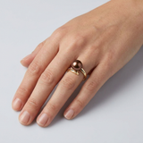 Anillo- Perlas Cultivadas de Agua Dulce- Redonda Diámetro 8-9 mm Chocolate- Talla 48 (EU)- Oro Amarillo