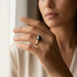 Anillo de Perlas Cultivadas de Agua Dulce - Redondas Diámetro 8-9 mm Negro Tahití