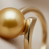Anillo- Perlas Cultivadas de Agua Dulce- Redonda Diámetro 8-9 mm Oro- Talla 48 (UE)- Oro Amarillo