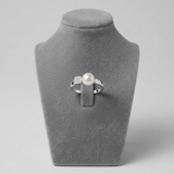 Brazalete Moderno - Botón de Perlas Cultivadas de Agua Dulce 8-9 mm Blanco - Plata 925 Milésimas