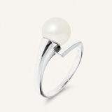 Anillo- Perlas Cultivadas de Agua Dulce- Redonda Diámetro 8-9 mm Rosa- Talla 48 (EU)- Oro Blanco