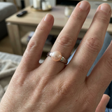 Anillo de oro blanco con perlas cultivadas de agua dulce - Redondas Diámetro 8-9 mm Rosa