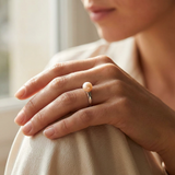 Anillo de oro blanco con perlas cultivadas de agua dulce - Redondas Diámetro 8-9 mm Rosa